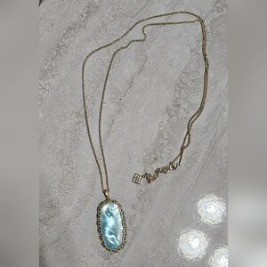 Kendra Scott Gold and Aqua Blue Pendant Necklace
